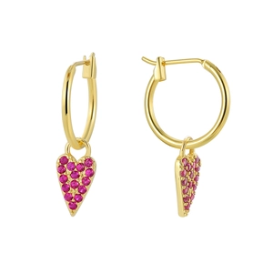 Elegant gold-plated heart earrings with sparkling purple zircon inlay for a luxury look