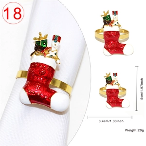 Detail of Christmas stocking napkin ring with dimensions 5cm height and enamel finish