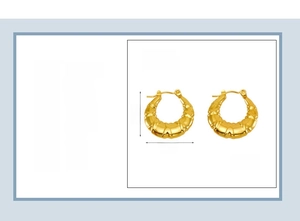 Macro view of 18K gold plated stainless steel chunky hoop earrings with 23x22mm dimensions