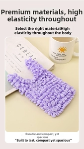 Detail showing the light purple elastic bubble fabric texture with high capacity stretching