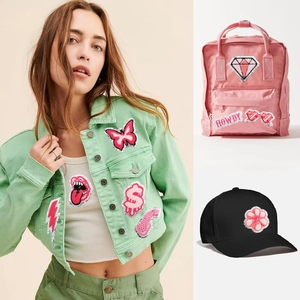 DIY glitter floral and butterfly embroidery patches set for jackets bags and hats