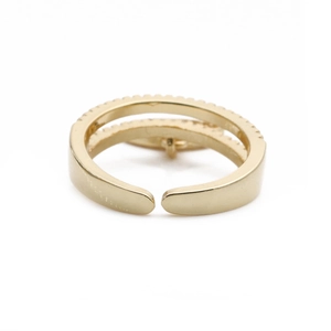 Anello a doppio strato dorato per donna con zirconi micro pavimentati e design aperto