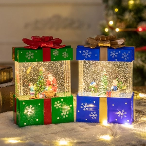 Luminous Christmas music box water lantern snow globe with Santa and snowman scenes