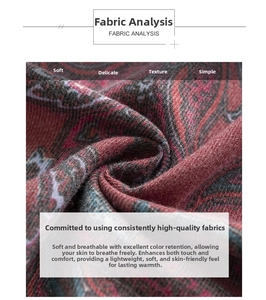 Macro detail of red paisley pashmina fabric showing delicate soft cashmere texture