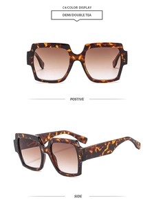 Detail view of demi frames with gradient tea lenses in front and side profile