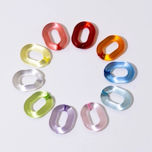 Colorful oval acrylic chain links in matte translucent finish for DIY bag accessories