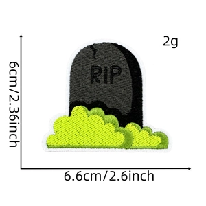 RIP gravestone embroidery patch with dimensions 6.6x6cm for Halloween decor