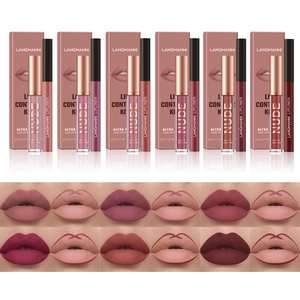 Matte Liquid Lipstick And Lip Liner Waterproof Long Lasting Lip Contour Makeup For Women Nude Red Berry Colors