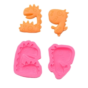 Cartoon dinosaur silicone fondant mold set for DIY cake decoration and clay crafting