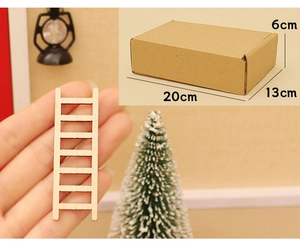 Miniature wooden ladder for dollhouse with shipping box and dimensions 20x13x6cm