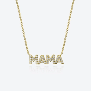 Exquisite 18K gold MAMA letter pendant necklace with sparkling micro-pave crystals