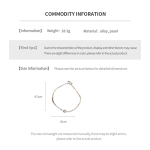 Detailed size and weight specs for the 47cm pearl and silver-toned alloy necklace