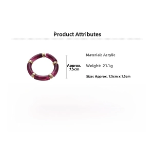 Purple acrylic marble bracelet with gold beads, 21.1g weight and 7.5cm diameter details