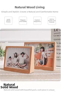 Minimalist trapezoid beech wood photo frames in two sizes for modern home decor display