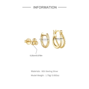 Detailed size information and weight specs for the 925 sterling silver earring set