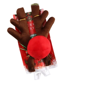 Christmas reindeer antler car decoration set featuring plush antlers and a big red nose