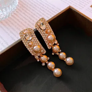 Eleganti Orecchini Lunghi Retrò Francesi Con Künstliche Perle Sintetiche Strass E Perno In Argento Gioielli Da Festa Di Nozze