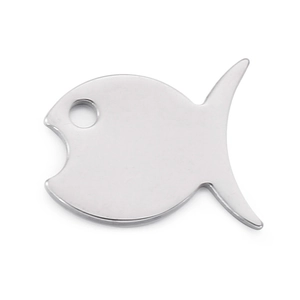 Minimalist silver tropical fish pendant in stainless steel for DIY jewelry making