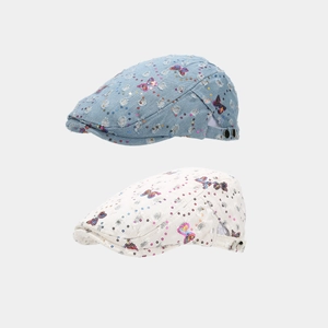 Sequin Butterfly Denim Flat Cap Y2K Retro Distressed Cotton Painter Hat For Women Adjustable Metal Buckle Sweet