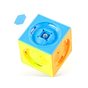 5.7cm colorful magic cube toy with removable center cap showing internal metal screw