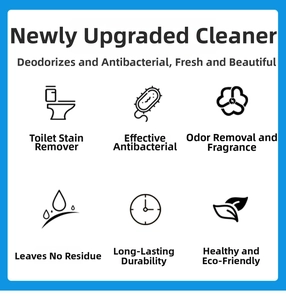 Detail showing eco-friendly toilet gel properties including anti-bacterial and deodorizing effects