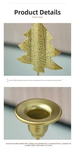 Detail of gold metal Christmas tree candle holder showing the 2.2cm socket and texture