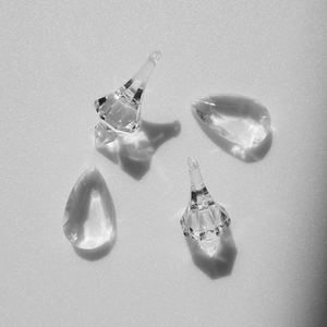Clear acrylic Christmas tree hanging ornaments with water drop and cone crystal shapes