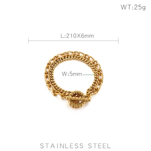 Détails du bracelet double chaîne en acier inoxydable doré avec fermoir à bascule OT