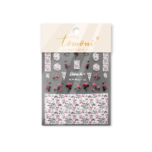 Japanese style Peony Pavilion nail art stickers in dark pink and black for manicure