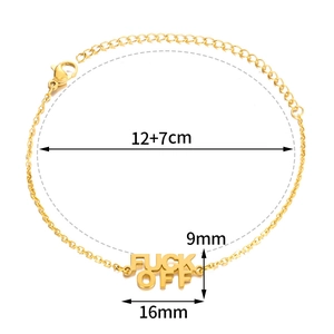 Vergoldetes 18K Edelstahl Fuck Off Anhänger Armband mit verstellbarer Verlängerungskette