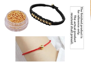 DIY 18K gold plated copper spacer beads shown loose and on woven bracelets