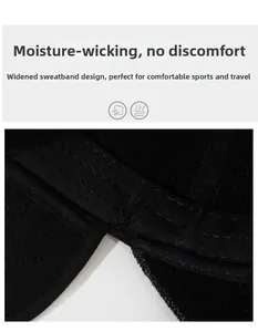 Detail view of the widened sweatband with breathable moisture-wicking fabric on the cap