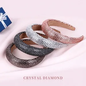 Baroque crystal rhinestone padded headbands for women in rose gold and silver finishes