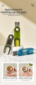 Three-in-one gap brush cleaning tool for cup lids with U-shaped silicone head and bristles
