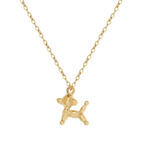 Cute golden balloon dog pendant necklace in 18K gold plated stainless steel for women