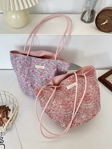 Sacs fourre-tout en toile à motifs floraux roses et bleus avec bandoulières