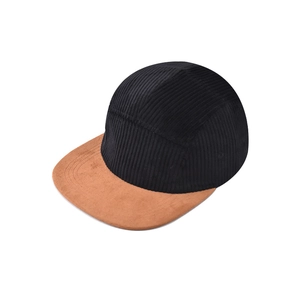 Cappello camper a 5 pannelli in velluto a coste retrò con visiera in pelle scamosciata