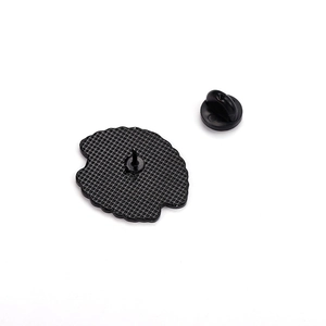 Pink brain enamel pin badge with durable black rubber clutch back on white background