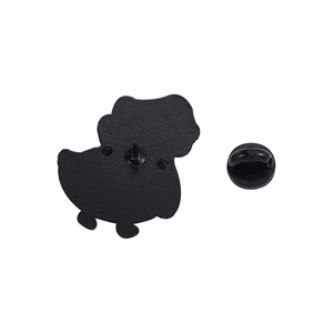 Black matte alloy duck-shaped brooch back with matching secure rubber pin clutch back