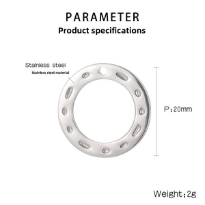 Macro detail of 20mm stainless steel round pendant with textured hammer-pattern finish
