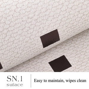French style PVC door mat with beige pebble texture and brown square patterns