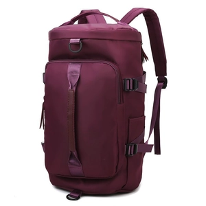 Large capacity travel backpack in deep purple waterproof nylon for sports and gym