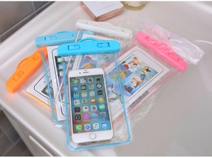 Waterproof phone pouches in multiple colors with touch-sensitive PVC and secure locks