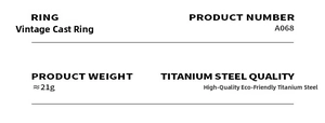 Specifications for retro titanium steel ring model A068 weighing approximately 21g