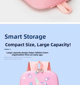 Pink cartoon kids backpack featuring unicorn design with breathable padded shoulder straps