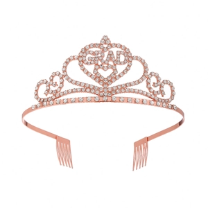Rose gold GRAD rhinestone tiara crown for graduation party and celebration event