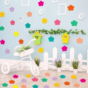 108pcs colorful cutout paper flowers for classroom bulletin board and nursery wall decor