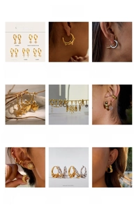 Collection détaillée de boucles d'oreilles en acier doré avec perles et zircons