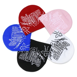 Hip-hop knitted beanies with Godsgrace cross jacquard in five different trendy colors