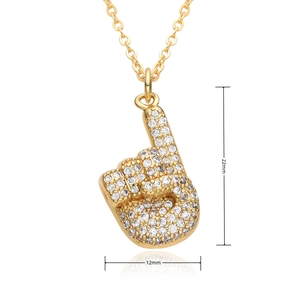 Detailed technical diagram showing the 22mm by 12mm gold finger gesture pendant size